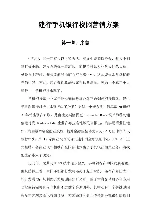 建行手机银行校园营销专项方案