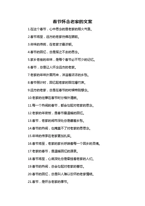 春节怀念老家的文案
