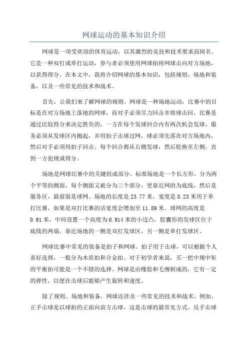 网球运动的基本知识介绍