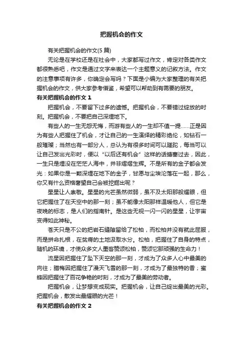 有关把握机会的作文（5篇）