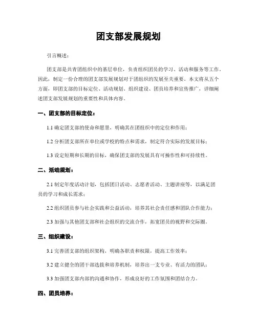 团支部发展规划