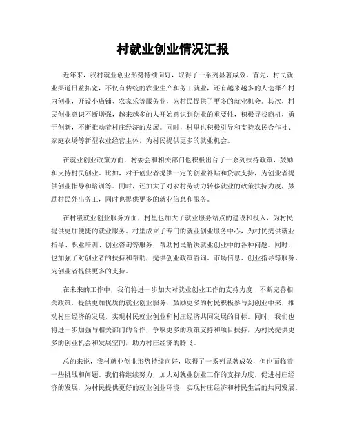 村就业创业情况汇报