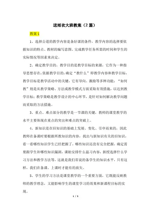 送雨衣大班教案