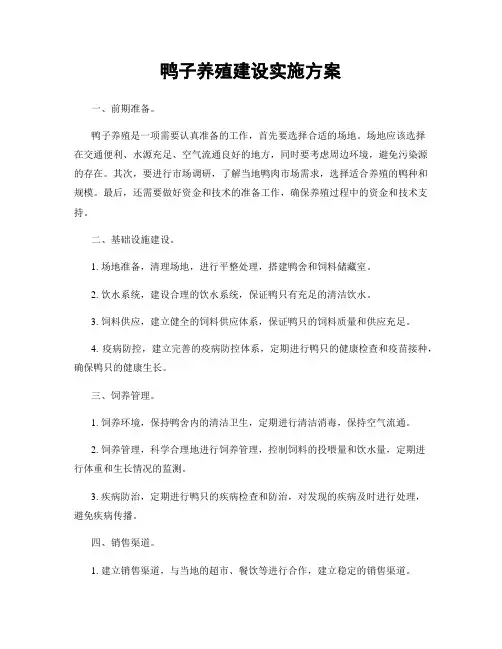 鸭子养殖建设实施方案