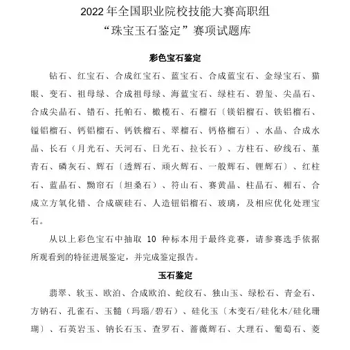 2022年全国职业院校技能大赛高职组“珠宝玉石鉴定”赛项试题库.doc