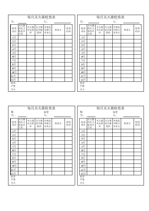 每月灭火器检查表【2024版】