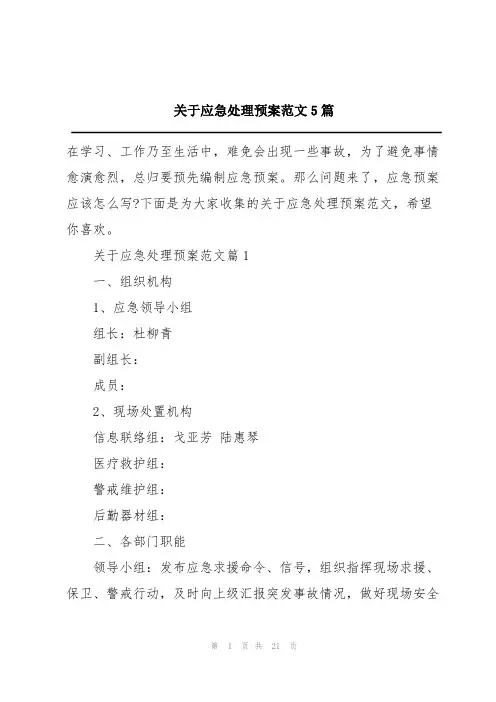 关于应急处理预案范文5篇