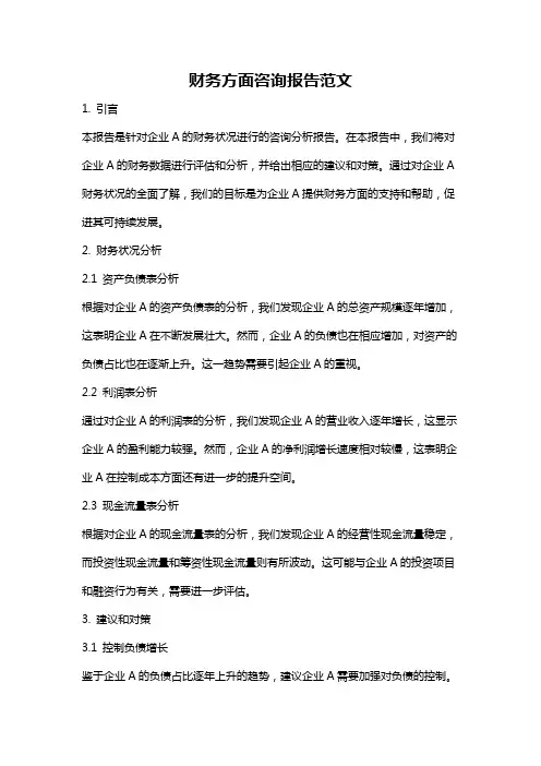 财务方面咨询报告范文