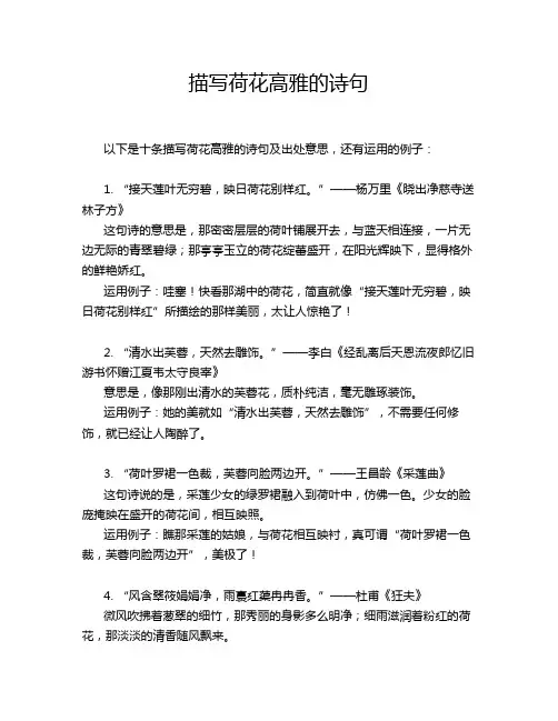 描写荷花高雅的诗句