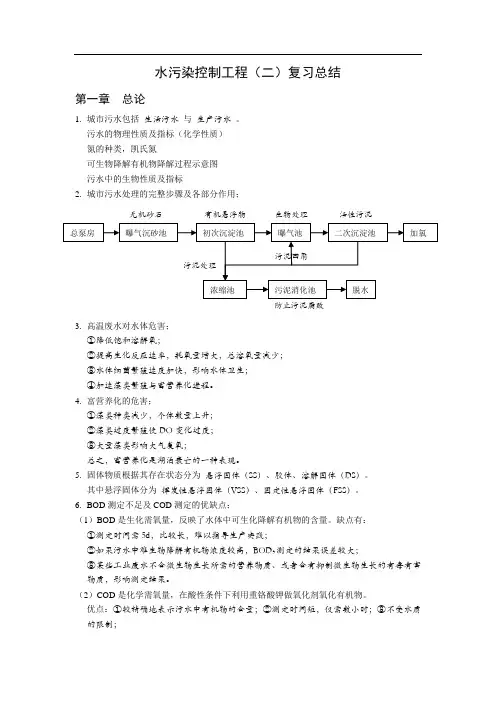 哈工大水污染控制工程(二)复习总结