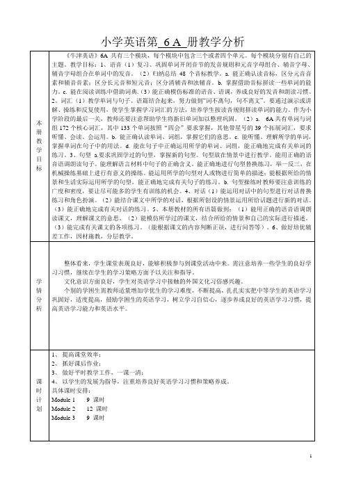 牛津英语6A全册教案