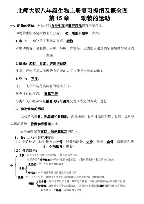 北师大八年级生物上册知识点总结