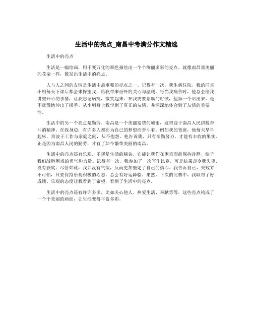 生活中的亮点_南昌中考满分作文精选