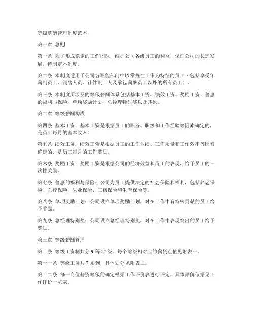 等级薪酬管理制度范本