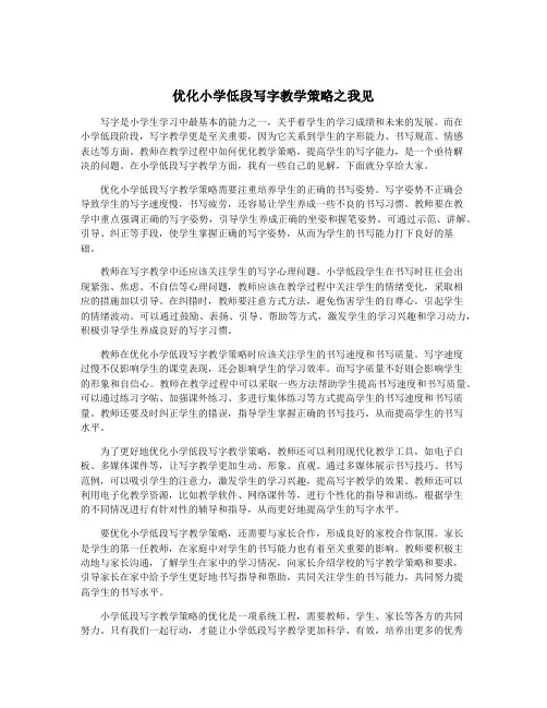 优化小学低段写字教学策略之我见
