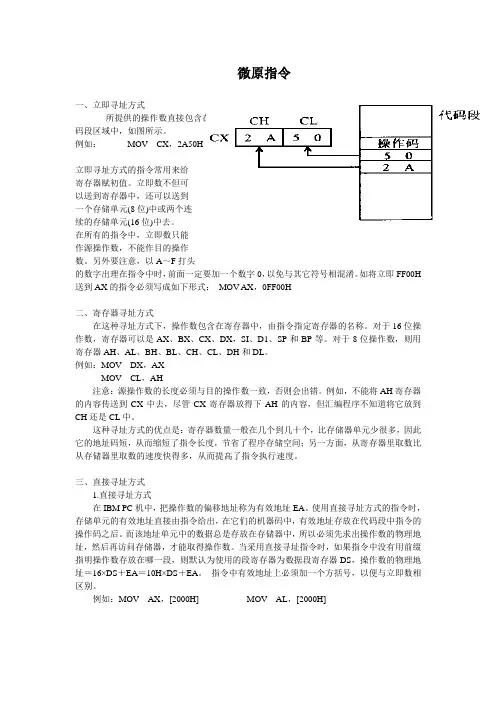 微机原理与接口技术常用指令