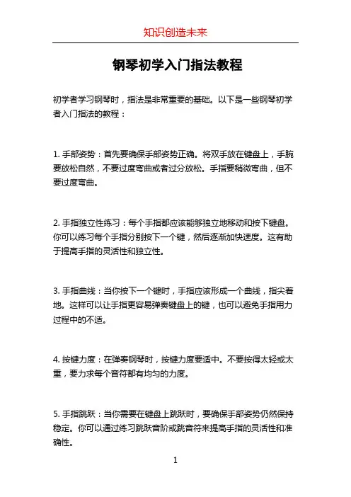 钢琴初学入门指法教程