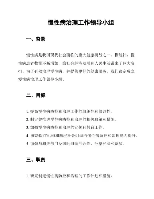 慢性病治理工作领导小组