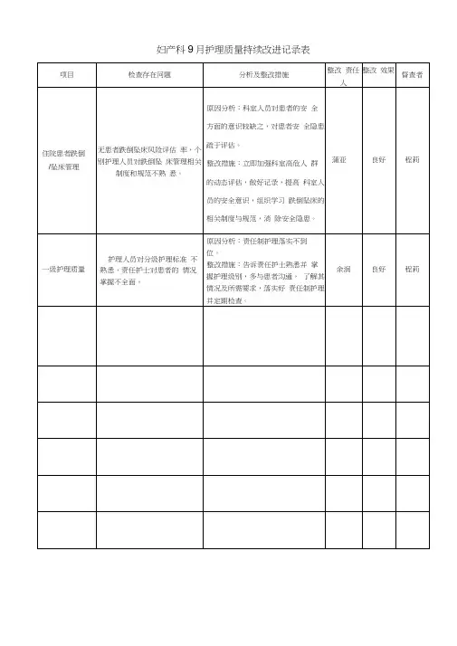 持续改进记录表9