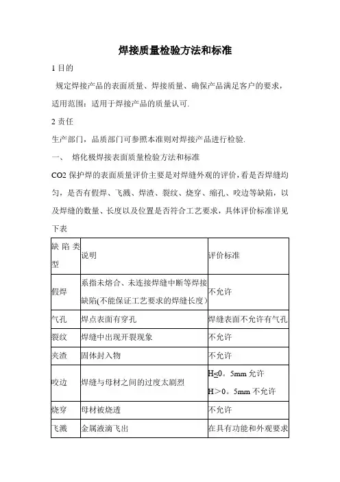 焊接质量检验方法和标准