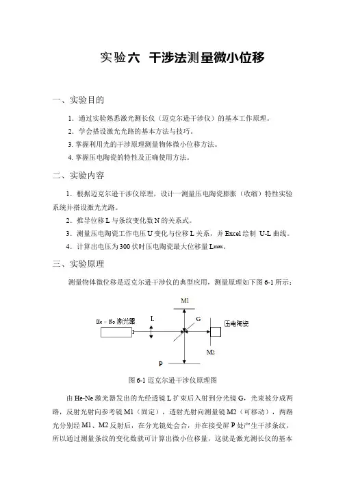 光的干涉系统 实验4-2干射法测量压电陶瓷特性