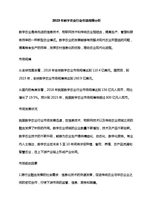 2023年数字农业行业市场规模分析