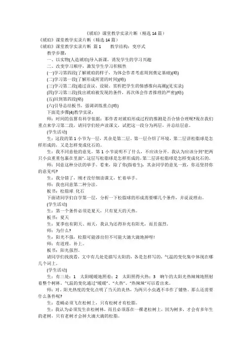 《琥珀》课堂教学实录片断(精选14篇)