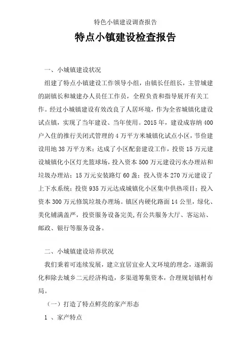 特色小镇建设调查报告