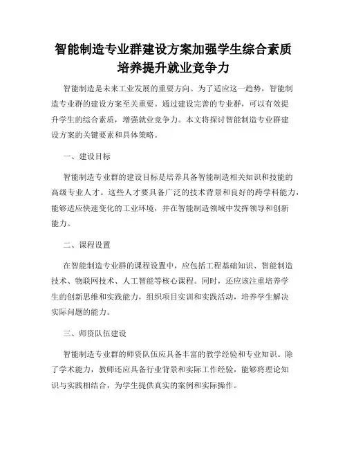 智能制造专业群建设方案加强学生综合素质培养提升就业竞争力