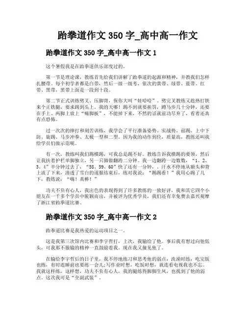跆拳道作文350字高中高一作文