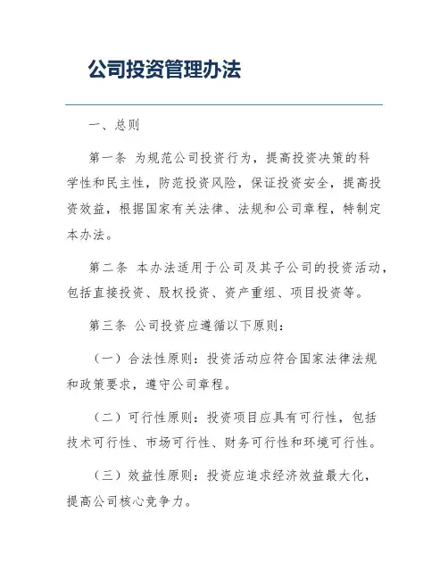 公司投资管理办法