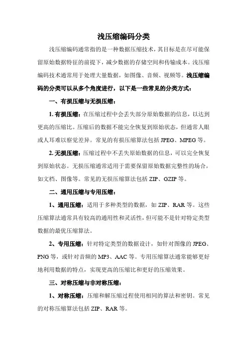 浅压缩编码分类