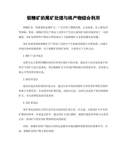 钼精矿的尾矿处理与终产物综合利用