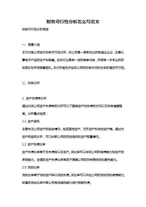 财务可行性分析怎么写范文