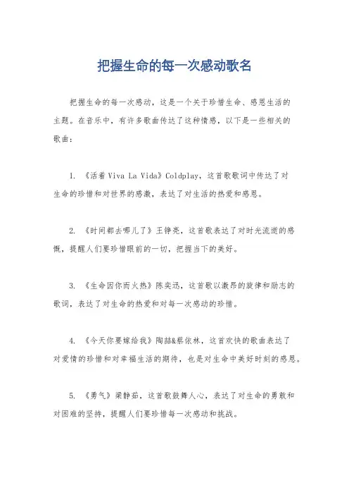 把握生命的每一次感动歌名