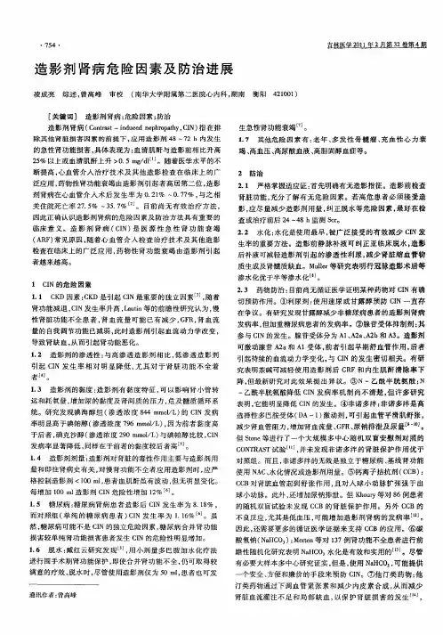 造影剂肾病危险因素及防治进展