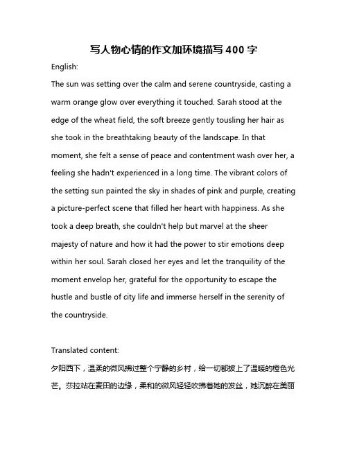 写人物心情的作文加环境描写400字