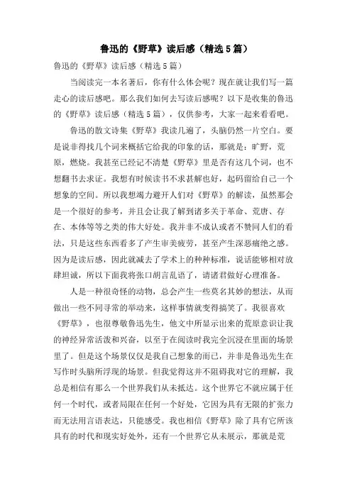鲁迅的《野草》读后感(5篇)