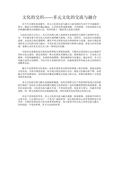 文化的交织——多元文化的交流与融合