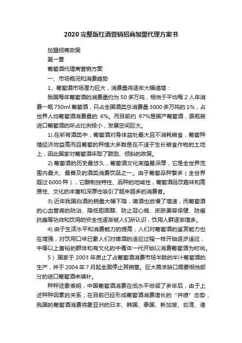 2020完整版红酒营销招商加盟代理方案书