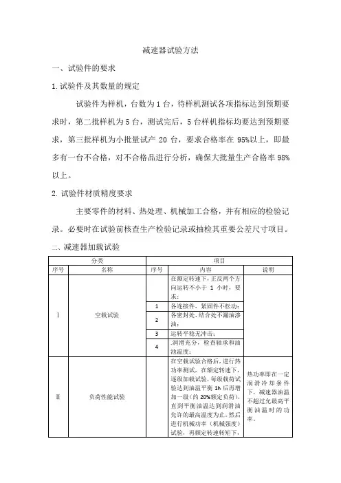 减速器试验方法