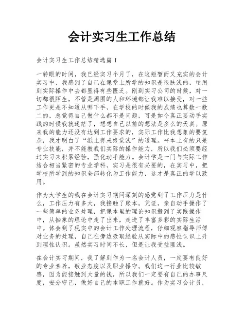 会计实习生工作总结