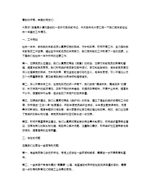 农村党支部书记述职报告范文