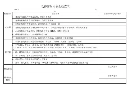 动静密封点检查表