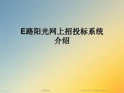 E路阳光网上招投标系统介绍