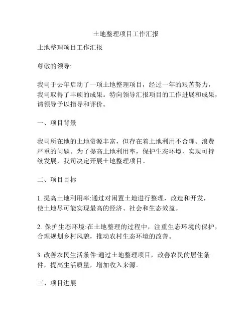 土地整理项目工作汇报