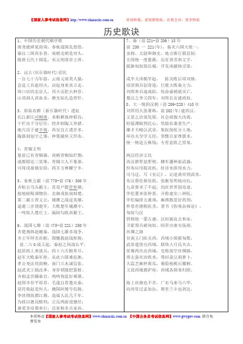历史歌诀