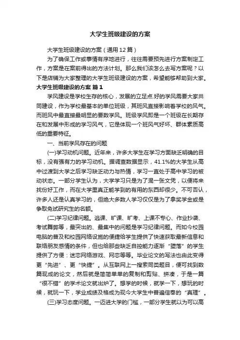 大学生班级建设的方案