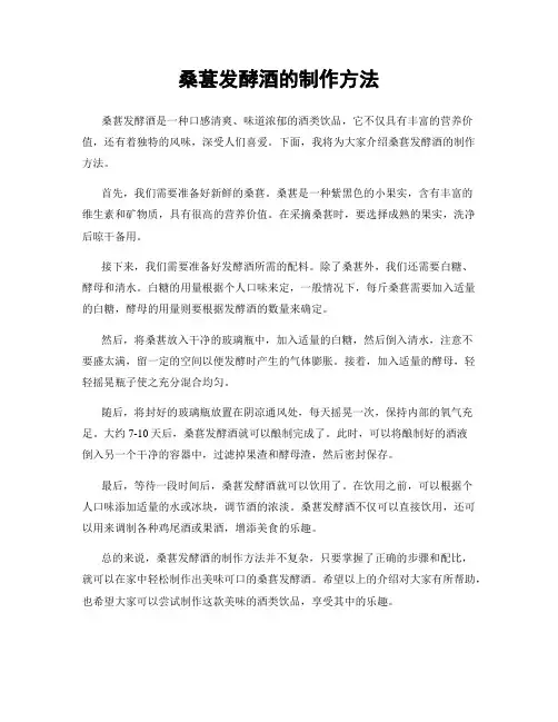 桑葚发酵酒的制作方法