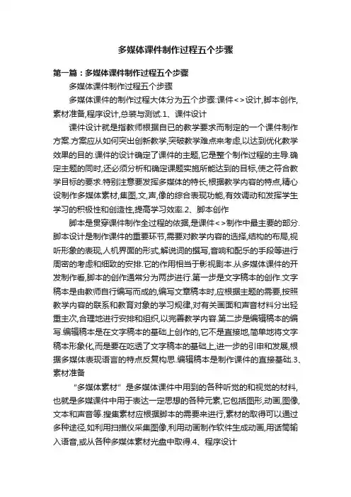 多媒体课件制作过程五个步骤